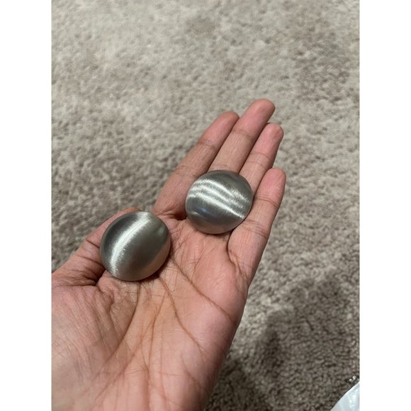 Big Silver stud earrings statement bold large round metal chunky shiny stud - Picture 2 of 7